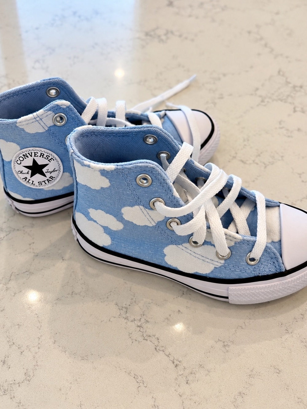 Converse Kids Light Blue Cloud Print High Top Sneakers